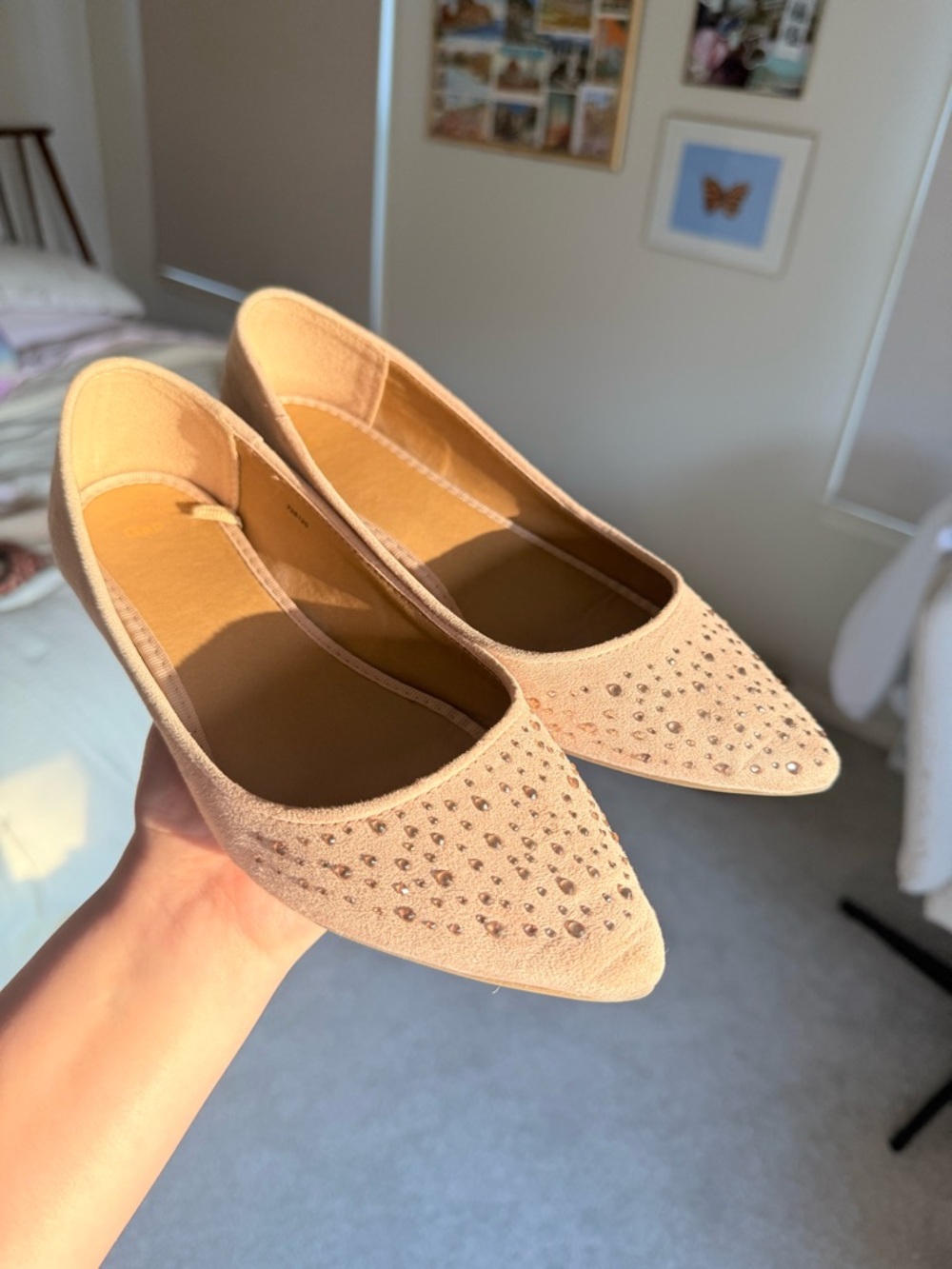 GAP Women's Nude Crystal-Embellished Pointed Flats